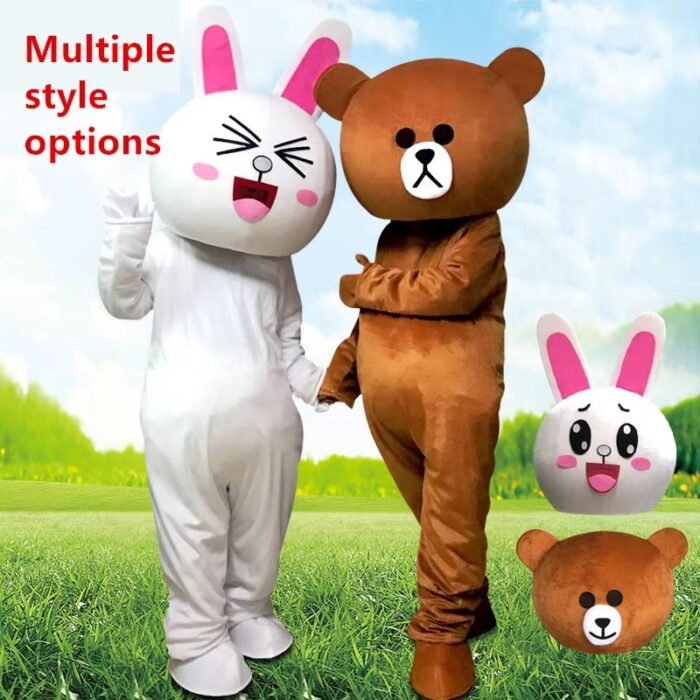 Adult Costume Unisex Advertising Network Red Bear Doll Wear Brown Bear Cartoon Costume Coney Rabbit Cosplay Performance Props-Wenlan - Image 4