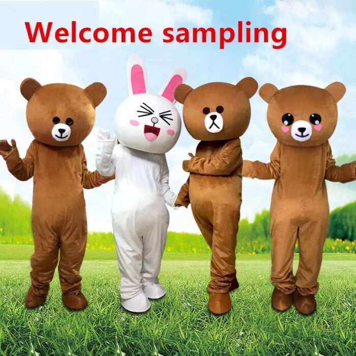 Adult Costume Unisex Advertising Network Red Bear Doll Wear Brown Bear Cartoon Costume Coney Rabbit Cosplay Performance Props-Wenlan