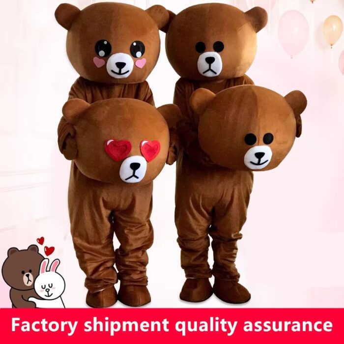 Adult Costume Unisex Advertising Network Red Bear Doll Wear Brown Bear Cartoon Costume Coney Rabbit Cosplay Performance Props-Wenlan - Image 2